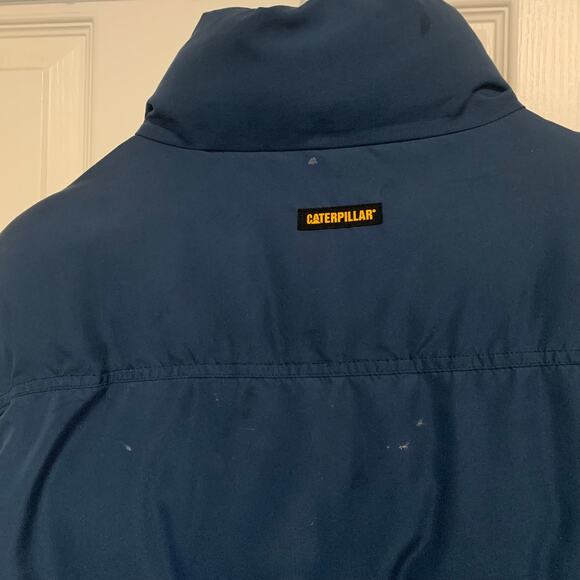 CAT Caterpillar Workwear Men’s Navy Blue Polyester Full Zip Puffer Vest Size XL - Picture 4 of 7